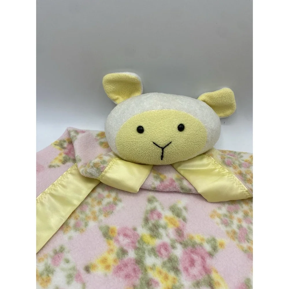 Vintage‎ Lamb Teddy Bear Lovey Satin Trim Security Blanket